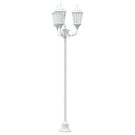 Tuin Lantaarnpaal Wit Aluminium en Glas 2