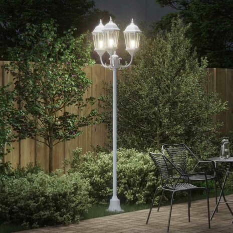 Tuin Lantaarnpaal Wit Aluminium en Glas 3