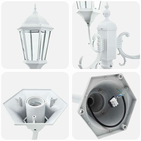 Tuin Lantaarnpaal Wit Aluminium en Glas 6