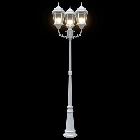Tuin Lantaarnpaal Wit Aluminium en Glas 7