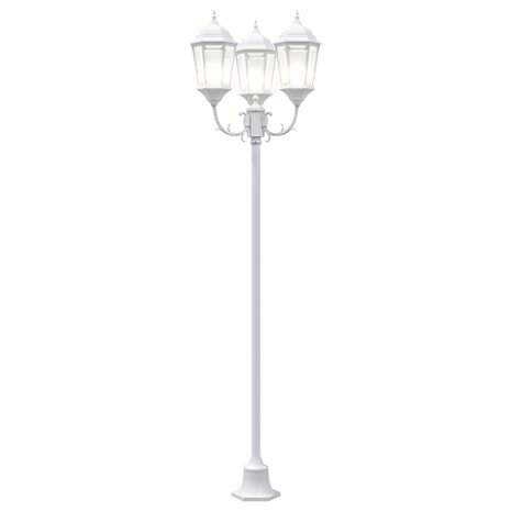 Tuin Lantaarnpaal Wit Aluminium en Glas 8