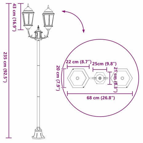 Tuin Lantaarnpaal Donkergroen Aluminium en Glas 9