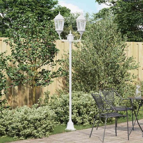 Tuin Lantaarnpaal Wit Aluminium en Glas 1