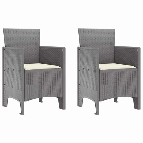 Tuinstoel 2 pcs Lichtgrijs 53 x 49 x 85 cm PP 2