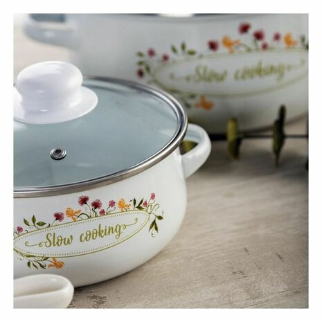 Kookpot met Glazen Deksel Quid Memory Geëmailleerd Staal 2