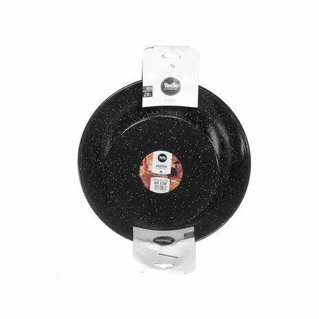 Diepe Pan met Handvat Vaello Zwart Geëmailleerd Staal (Ø 30 cm) 2