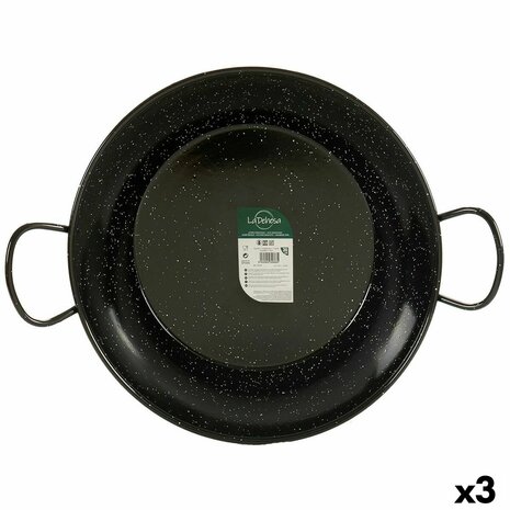 Paella Pan La Dehesa 0645-LD 0645-LD Zwart Geëmailleerd Staal Ø 45 cm 46 x 13,5 x 58 cm 58 x 13,5 x 46 cm (3 Stuks)