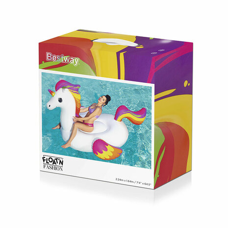 Bestway Opblaasbare Eenhoorn Figuur met Handvatten 224x164 cm Strand en Zwembad 41113 3