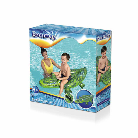 Bestway Opblaasbare Krokodil Figuur met Handgrepen 152x71 cm +3 Jaar Strand en Zwembad 41477 2
