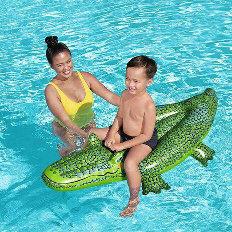 Bestway Opblaasbare Krokodil Figuur met Handgrepen 152x71 cm +3 Jaar Strand en Zwembad 41477 3