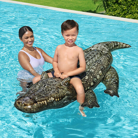 Bestway Opblaasbare Krokodil Figuur met Handgrepen 193x94 cm +3 Jaar Strand en Zwembad 41478 3