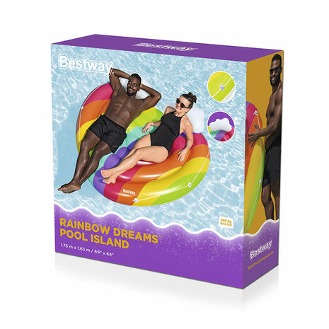 Bestway Opblaasbaar Drijvend Eiland Regenboog 175x163 cm Strand en Zwembad 43722 2