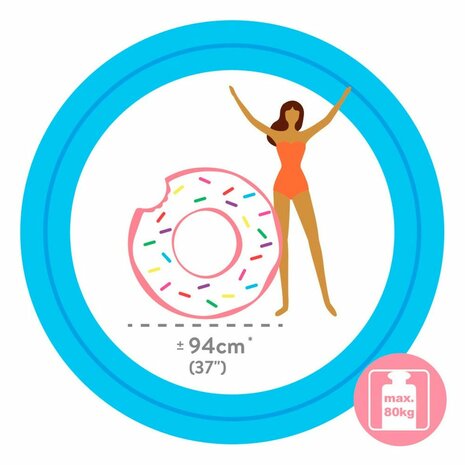 Opblaasbare band Intex Donut Roze 107 x 99 x 23 cm (12 Stuks) 4