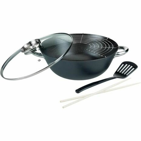 Wokpan GSW Staal Gesmeden staal Ø 32 cm 4 Onderdelen 6