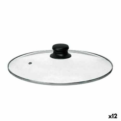Pannedeksel Kinvara CN-SW1304-28CM CN-SW1304-28CM Transparant Zilverkleurig Zilver Metaal Glas Roestvrij staal Kristal Staal 28