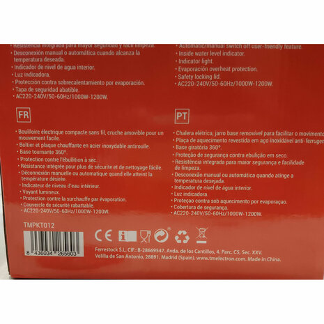 Waterkoker TM Electron Roestvrij staal 1000 W 1,2 L 2