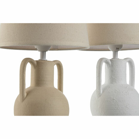 Bureaulamp Home ESPRIT Wit Beige Keramisch 50 W 220 V (2 Stuks) 2