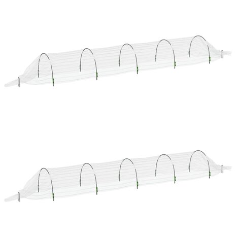 Kweektunnels 2 st 1,5x5 m glasvezel en polypropeen 2