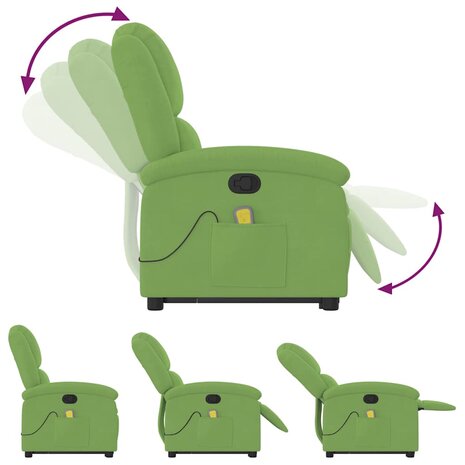 Sta-op-massagestoel verstelbaar fluweel lichtgroen 6
