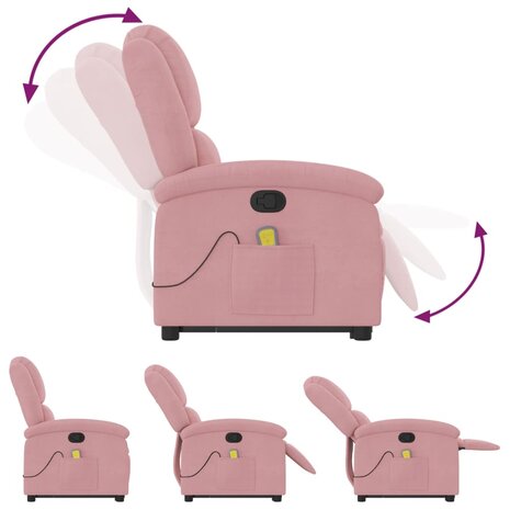 Sta-op-massagestoel verstelbaar fluweel roze 6