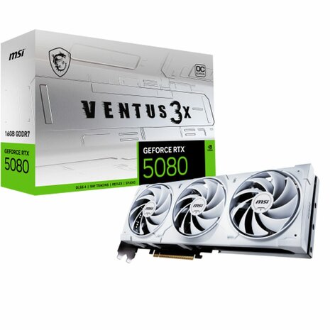 Videokaart MSI GEFORCE RTX 5080 16G VENTUS 3X OC WHITE GEFORCE RTX 5080 16 GB GDDR6X 1