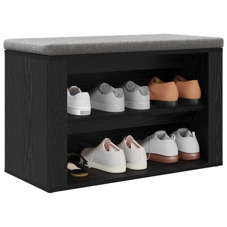 Schoenenrek met plank Zwart eiken 75 x 35 x 45 cm Bewerkt hout 3