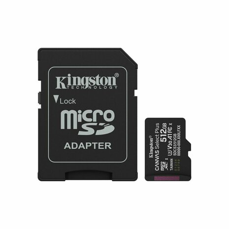 Micro SD kaart met adapter Kingston CANVAS Select Plus 512 GB 1