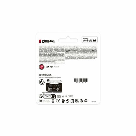 Micro SD kaart met adapter Kingston CANVAS Select Plus 512 GB 4