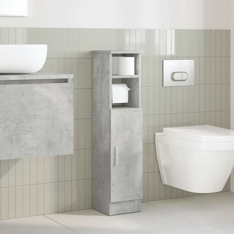 Badkamerkast met rolhouder 20,5x22x90 cm betongrijs 3