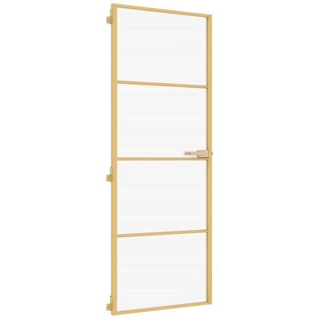 Binnendeur smal 76x201,5 cm gehard glas en aluminium goudkleur 2