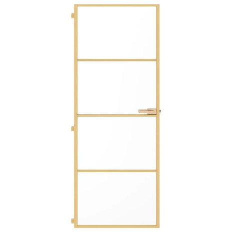 Binnendeur smal 76x201,5 cm gehard glas en aluminium goudkleur 3