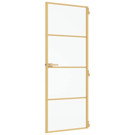 Binnendeur smal 76x201,5 cm gehard glas en aluminium goudkleur 5