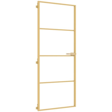 Binnendeur smal 83x201,5 cm gehard glas en aluminium goudkleur 2