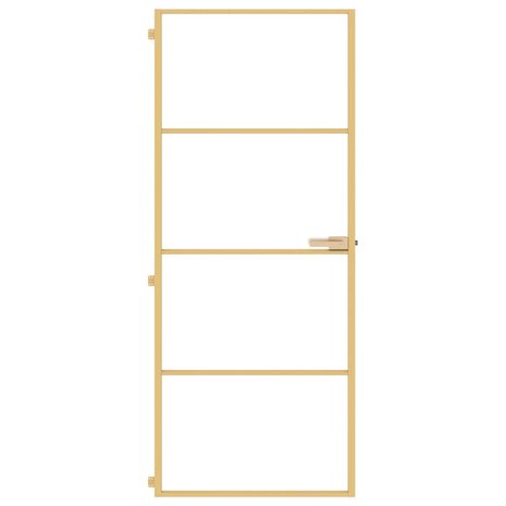 Binnendeur smal 83x201,5 cm gehard glas en aluminium goudkleur 3