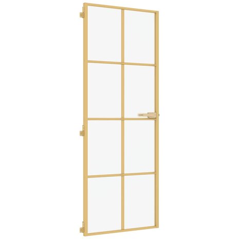 Binnendeur smal 76x201,5 cm gehard glas en aluminium goudkleur 2