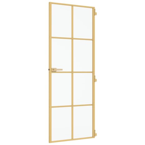 Binnendeur smal 76x201,5 cm gehard glas en aluminium goudkleur 5