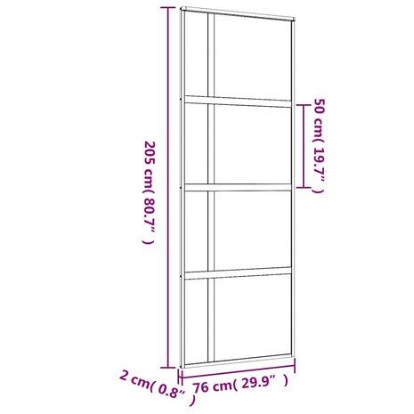 Schuifdeur 76x205 cm helder ESG-glas en aluminium goudkleurig 9