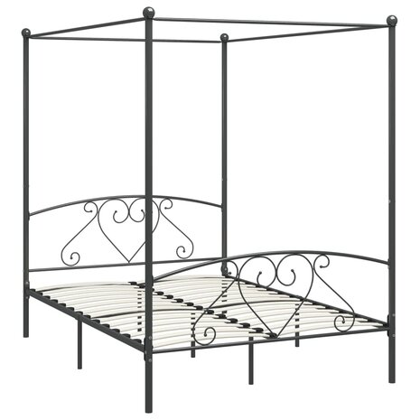 Hemelbedframe metaal grijs 140x200 cm  2