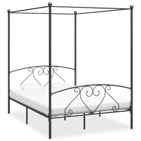 Hemelbedframe metaal grijs 160x200 cm  1