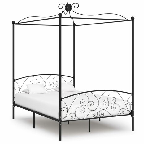 Hemelbedframe metaal zwart 140x200 cm 1