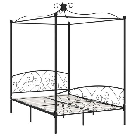 Hemelbedframe metaal zwart 140x200 cm 2