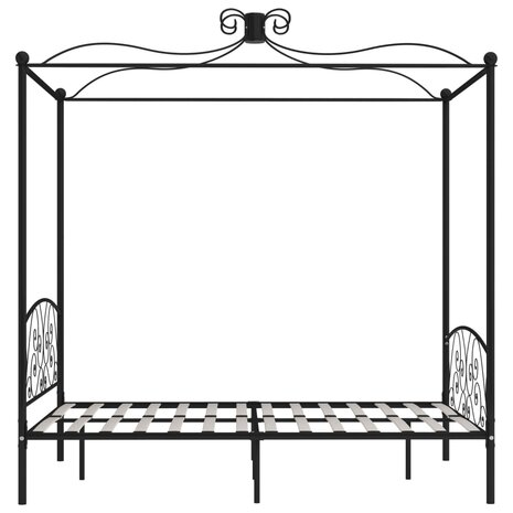 Hemelbedframe metaal zwart 140x200 cm 4