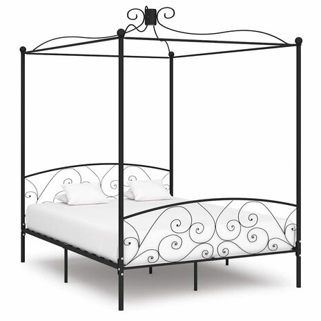 Hemelbedframe metaal zwart 180x200 cm 1