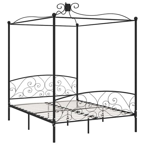 Hemelbedframe metaal zwart 180x200 cm 2