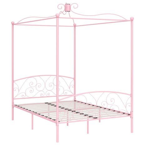 Hemelbedframe metaal roze 120x200 cm 2