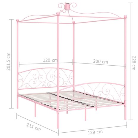 Hemelbedframe metaal roze 120x200 cm 6