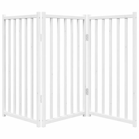 Hondenhek inklapbaar 3 panelen 150 cm massief vurenhout wit 4