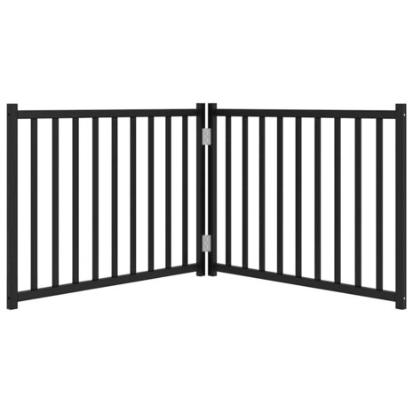 Hondenhek inklapbaar 2 panelen 160 cm massief vurenhout zwart 4