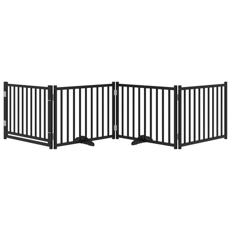 Hondenhek inklapbaar 4 panelen 320 cm massief vurenhout zwart 3