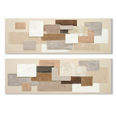 Canvas Home ESPRIT Wit Beige Abstract Stads 150 x 3 x 50 cm (2 Stuks) 1